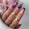 Halloween Press on Nails Coffin Medium Matte Fake Nails Purple Gradient False Nails With Spider Cross Spider Web Design Full Cover Stick on Nails Acrylic Artificial Nails Glue on Nails for Women 24Pcs