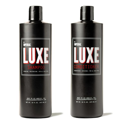 Imperial Barber Luxe Hair Shampoo & Conditioner Combo 16oz - Organic & Naturally Derived Ingredients, USA Made, Sulfate-Free, Paraben-Free, Gluten-Free - Strengthens, Nourishes & Hydrates