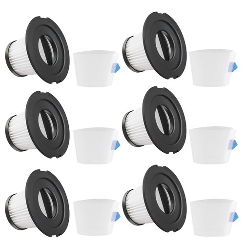 6 Pack HEPA Filter Vacuum Dust Bin Filters Compatible for MOOSOO K17 Cordless Vacuum with Strainer Screen(6 HEPA Filter & 6 Strainer Screen)