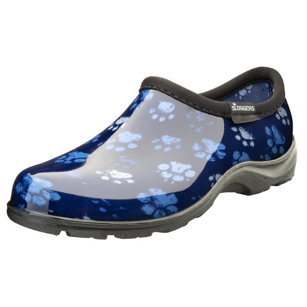 Sloggers Waterproof Garden Shoe for Women – Outdoor Slip-On Rain and Garden Clogs with Premium Comfort Support Insole, (Grungy Paw Blue), (Size 8)