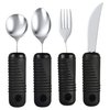 Blue Jay Make Eating Easier Big Grip Utensil Set - Arthritis Aid Silverware Set, 1.5in Ribbed Made with Ribbed Rubber Handles and Stainless Steel, for Weak Grip, Latex-Free, Eating Aids