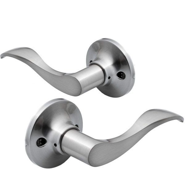 Berlin Modisch Dummy Lever Door Handle [Pack of Two] for Closets with a Satin Nickel Finish, Single Side, Non-Turning Pull Only Classic Series
