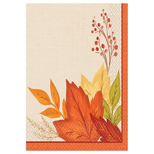 Amscan Fall Foliage Fall Beverage Napkins, Multicolor, 6/Pack (502453)