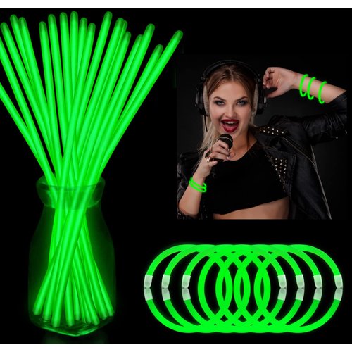 YOFOBU Green Glow Sticks Light Up Bracelets Bulk 50ct 8" Glowsticks Glow Necklaces with Connectors 4th of July Neon Party Supplies for Christmas St. Patrick’s Day Hawii Carnival Wedding Birthday
