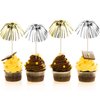 100 Pieces Firework Cupcake Toppers Graduation Foil Frill Toothpicks Holiday Cake Decorations 9 Inch Shape Food Picks for Halloween Party Favors Supplies (Black, Gold, Silver)