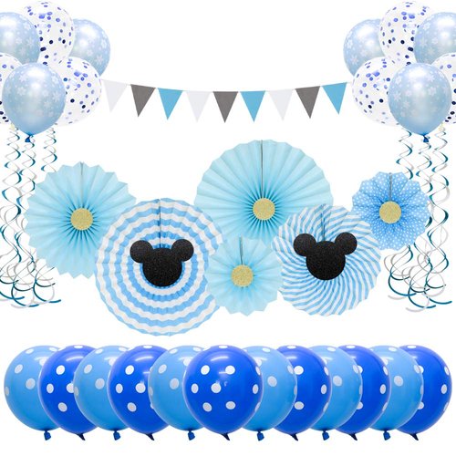 Meiduo Mickey Mouse Birthday Party Supplies Blue Baby Shower Decorations for Boy Room Decor Classroom Decoration