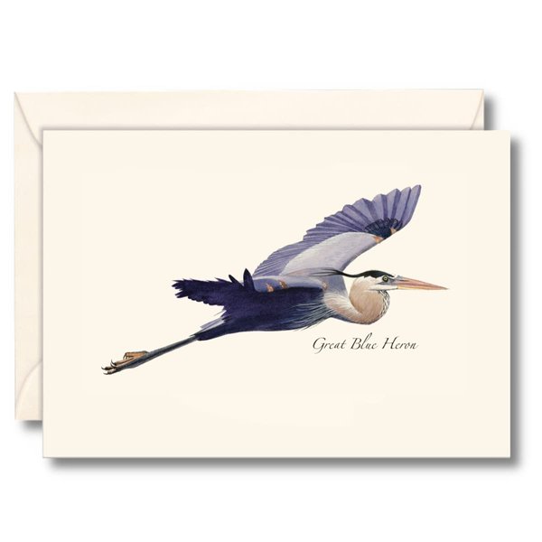 Earth Sky + Water - Great Blue Heron in Flight Notecard Set - 8 Blank Cards with Envelopes