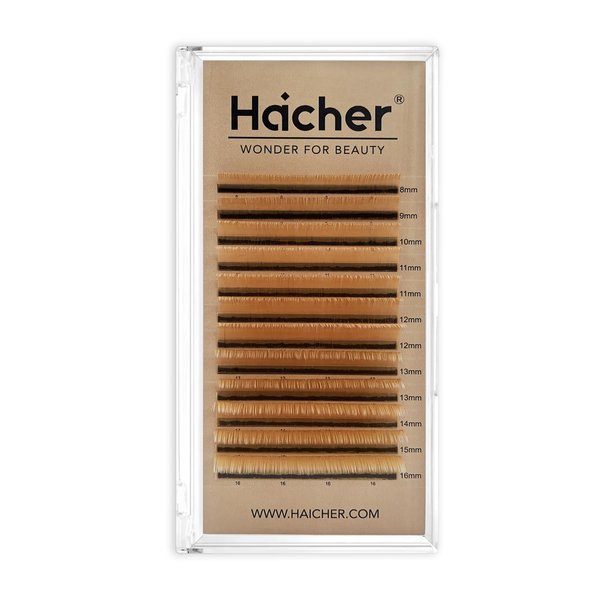 HAICHER Brown Lash Extensions 03 05 07 C D Curl 8-16mm Mixed, Colored Lash Trays for Eyelash Extension (Light Brown, 0.05 D 8-16mm)