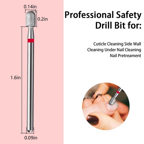 C12rtive Nail Drill Bit,Cylinder Diamond Carbide Cuticle Remover Bit,3/32" Shank,Professional Diamond Carbide Nail Drill Bit for Acrylic Gel Nails,Home Salon & DIY(Fine)