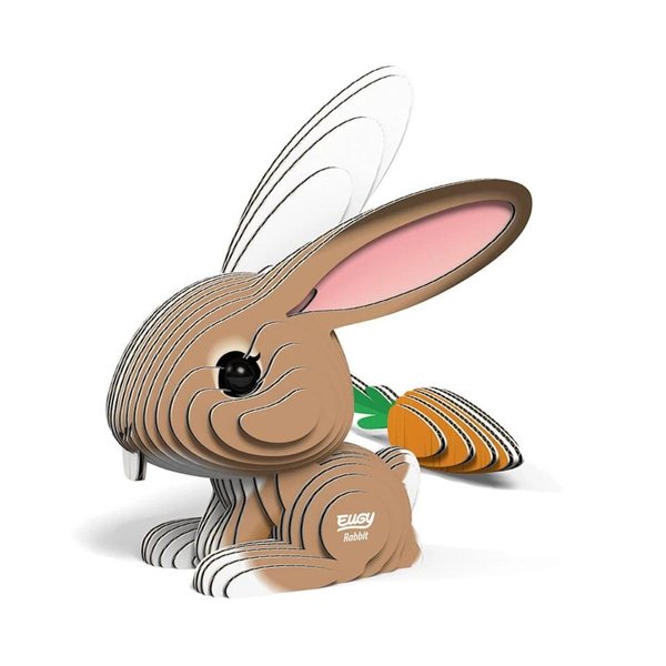 Eugy Rabbit 3D Puzzle, 39 Piece Eco-Friendly Educational Toy Puzzles for Boys, Girls & Kids Ages 6+
