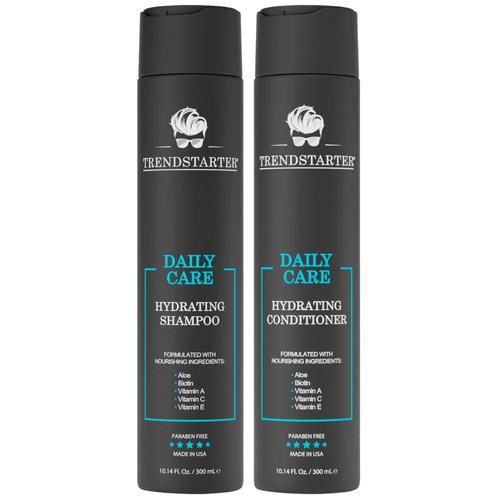 TRENDSTARTER - DAILY CARE - HYDRATING SHAMPOO & HYDRATING CONDITIONER Set (10.14 Fl.Oz ea.) - Made with Aloe, Vitamin A, Vitamin C, and Vitamin E for Healthy Hair and Healthy Scalp - Launched 2023