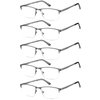 EYECEDAR 5-Pack Reading Glasses for Men Blue Light Blocking Gunmetal Gray Metal Half Frame Spring Hinges Readers Glasses Mens Readers 1.75