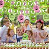 The Frog of Keroppi Birthday Party Decorations, Cartoon Big-Eyed Frog Theme Birthday Supplies set with Happy Birthday Banner,Cake Toppers,Balloons for Cartoon Party Supplies Decor