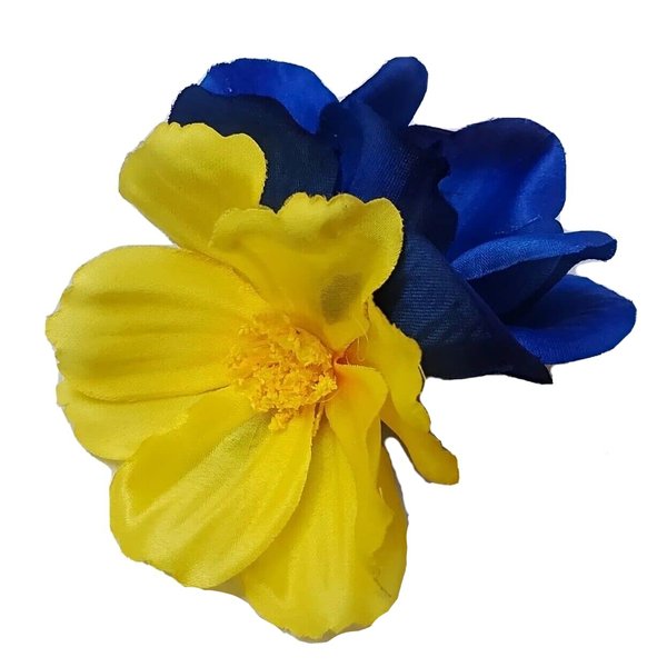 Ukrainian Blue and Yellow Flower Hair Clip, Hair Accessory