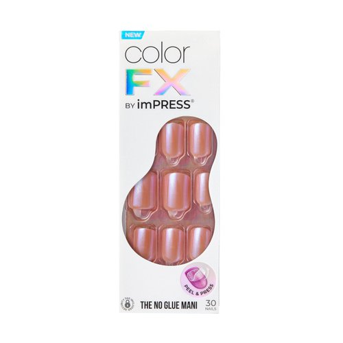 KISS imPRESS No Glue Mani Press-On Nails, Color FX, Distraction', Medium Neutral, Short Size, Squoval Shape, Includes 30 Nails, Prep Pad, Instructions Sheet, 1 Manicure Stick, 1 Mini File