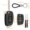 Key Fob Case for Hyundai Sonata Santa Fe Sport 2019 2018 2017 2016 2015 2014 2013 4 Buttons Keyless Entry Remote Control Folding Flip Car Key Fob Cover Shell Replacement with Insert Rubber Pad Keypad