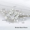 Bride Wedding Hair Comb Pearl Flower Hair Piece Rhinestone Bridal Hair Accessories for Women (Silver)