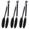 HINMAY 9-Inch Stainless Steel Cooking Tongs with Silicone Tips, Set of 3 (Black)