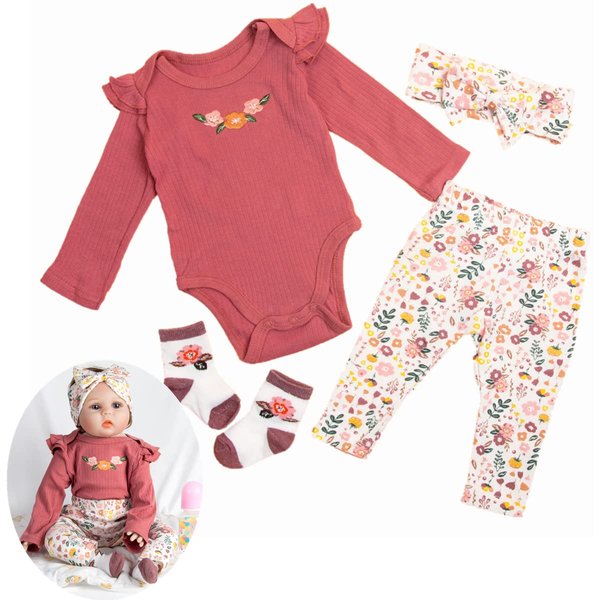 Reborn Baby Dolls Clothes 24inch Outfits Accessories 4pcs Set for 22"- 24" Reborn Baby Girl Dolls Newborn