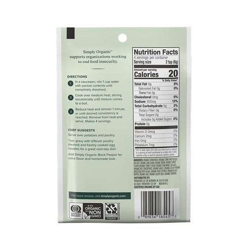 Simply Organic Roasted Turkey Flavored Gravy Mix, Certified Organic, Gluten-Free | 0.85 oz