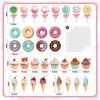 Sepamoon 32 Pcs Candy Party Decorations Includes Ice Cream Cut Outs Donuts Cutouts Round Lollipop Cupcakes Candyland with Glue Point Dots for Classroom Home Room Decor