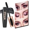 Adurello 2 Pack 4D Silk Fiber Lash Mascara, Waterproof Smudge-proof Long Lasting Black Mascara, Lengthening Thickening Curling Natural Eyelash Primer with Silicone Brush Head