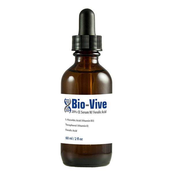 Bio-Vive CE Serum with Ferulic Acid: L-Ascorbic Acid, Vitamin E, Hyaluronic Acid Antioxidant Serum, Even Skin Tone, Fade Fine LinesDark Spots and Wrinkles,Compare to leading CE Ferulic (15% 2 fl oz)