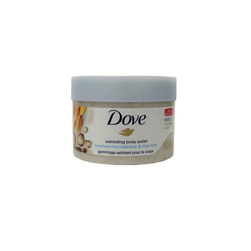 Dove Exfoliating Body Polish Body Scrub Macadamia & Rice Milk 10.5 oz (2 pack)