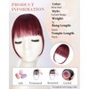 Rosooi Curtain Bangs Human Hair Clip in Bangs for Women Wine Red Color Fake Air Bangs for Daily Wear Hair Clip Bangs