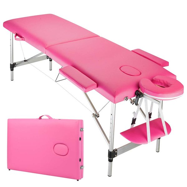 YYAO Massage Table 73 Inch Aluminum alloy Portable Height Adjustable 2 Fold Professional Massage Bed W/Carry Case Spa Bed Beauty Salon Bed