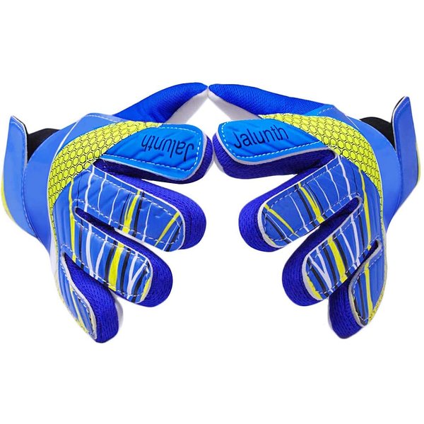 Jalunth Goalkeeper Goalie Soccer Gloves Kids Youth Goal Keeper Field Player Glove Boys Girls Ages 4-6 Years Old Anti-Slip Latex Palm Soft Pu Hand Back Blue Size 5