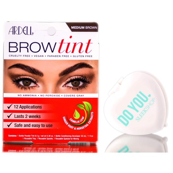 Ardell Professional Brow Tint, 12 applications (with Compact Mirror) Cruelty Free, Vegan, Paraben Free, Gluten Free, Last 2 weeks (Medium Brown)