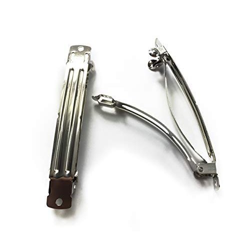 MAHAVIMOKSA 50pcs 70mm/2.75" Silver Tone Metal French Style Barrette Hair Clip for DIY Craft