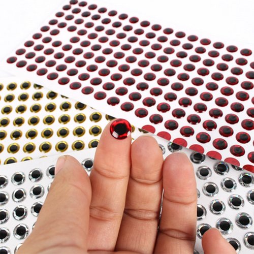 Yosoo 3D Fishing Eyes 500Pcs Fishing Lure Eye Great Accessory for Make Fishing Bait,Fly Tying, Fishing Lures, Crafts Red Eyes for Fishing Lures 1/4 5Mm Fishing Hook Eyes