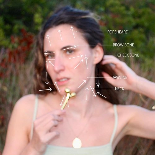 mwein 3D Face Massage Roller – Mini Lightweight Small Travel-Sized Y-Shaped Stainless Steel – Jade Roller, Ice Roller, Cellulite Roller – Face Sculpting Tool (Gold)