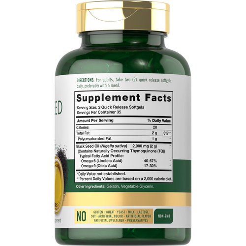 Carlyle Black Seed Oil 2000mg | 70 Softgel Capsules | Non-GMO, Gluten Free Herbal Supplement