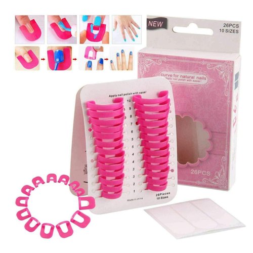 26 PCS Curve Shape Spill-Proof Finger Cover Nail Polish Varnish Protector Holder, Finger Cover Sticker Nail Polish Glue DIY Protector for Finger Nail Art