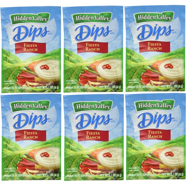 Hidden Valley Dips Mix, Fiesta Ranch, 1.1 Ounce (Pack of 6)