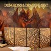 JiaoJiRen DND Dungeon Master Screen 3D Faux Leather,4 Panel Game Master Screen with Pockets DM Screen for DM Game Accessories Gift,Dungeons and Dragon,Pathfinder,D&D