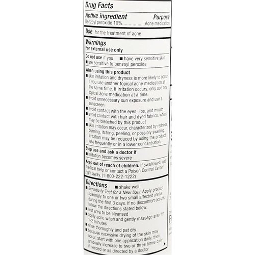 Perrigo 10 Benzoyl Peroxide Acne Medication Face Wash Quantity 1, 5 Ounce
