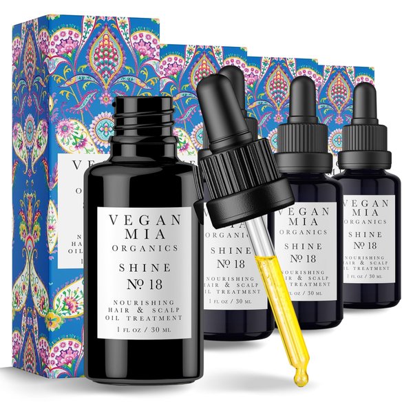 Vegan Mia USDA Organic Rosemary Oil for Hair Growth with Castor Oil & Jojoba Oil - Scalp Treatment & Intense Nourishment to Get Healthier, Thicker & Shiny Hair Naturally, 1 fl oz (Pack of 4)