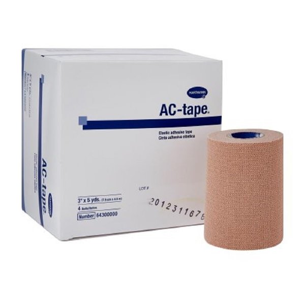 Hartmann 64300000 AC-Tape Latex-Free Elastic Adhesive Tape, 3" Width, 5 yd. Length (Pack of 4)