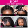 V Part Wig Human Hair Kinky Straight Human Hair Wigs for Black Women 150% Density Yaki V Part Wig Human Hair Upgrade U Part Glueless Full Head Clip In Half Wig V Shape Wigs Yaki Straight Human Hair Wig 18 inch