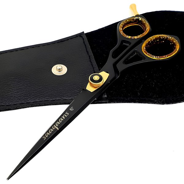 Saaqaans SQR-01 Professional Hairdressing Scissor - Perfect for Hair Salon/Barber/Hairdresser and Home use to Trim your Haircut/Beard/Moustache - Comes with Beautiful Black Pouch/Case