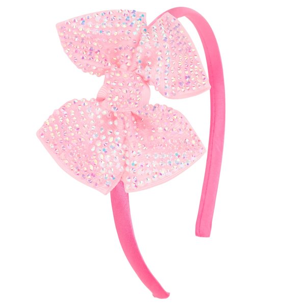 CIEHER Bow Headband for Girls Pink Bow & Rose Pink Hairband Rhinestones Bow Hair Accessories for Girls