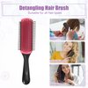 VOCOSTE Hair Brush, 9 Row Styling Brush for Women, Detangling Brush Travel Wet Hair Brush, for Curly Straight Wavy Hair, Barber Brush Tools, Black Red