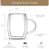 JoyJolt Double Wall Glass Coffee Mugs - 13.5oz Double Walled Glasses, Thermal Borosilicate Glass Insulated Coffee Mug. Clear Coffee Glass Cup, Cappuccino Mug, Iced Coffee Cup, Tea Mugs