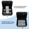 KYODOLED Medium Cash Box with Money Tray,Small Safe with Key,7.87"x 6.30"x 3.54" Black