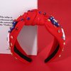 mokkia 4th of July Headband for Women American Flag Star Knotted Headbands Red White and Blue Rhinestone Crystal Top Knot Headbands Patriotic 4th of July Accessories Party Favors (American Star 6)