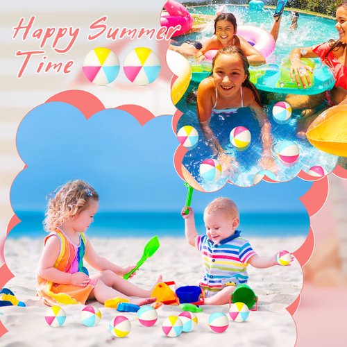 Jerify 24 Pcs Mini Beach Stress Balls 2.5 Inch Foam PU Relief Stress Ball Mini Rainbow Blow Up Beach Balls Toys for Girls Boys Birthday Beach Hawaiian Party Favors Summer Water Games (Bright Color)